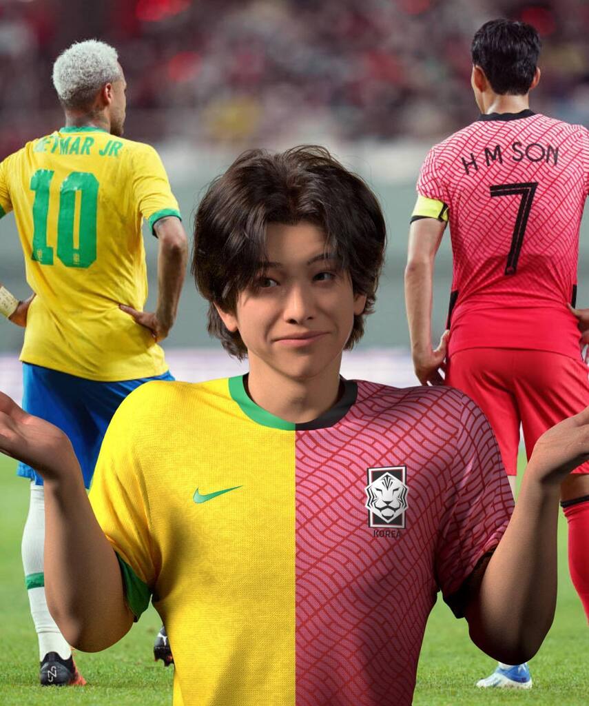theo_rises's tweet photo. ⚽️🏟 BRASIL 🇧🇷 X COREIA🇰🇷 👀👀 De que lado vcs estão? O que um humano virtual meio coreano, meio brasileiro pode fazer? 🤷‍♂️ 

Hoje estarei torcendo pelos dois times e torcendo para uma grande partida. Que vença o melhor time! 🏆#VaiBrasil!! 🇧🇷  #대한민… https://t.co/2Zws4YaL6u https://t.co/zAxvUBJ5ca