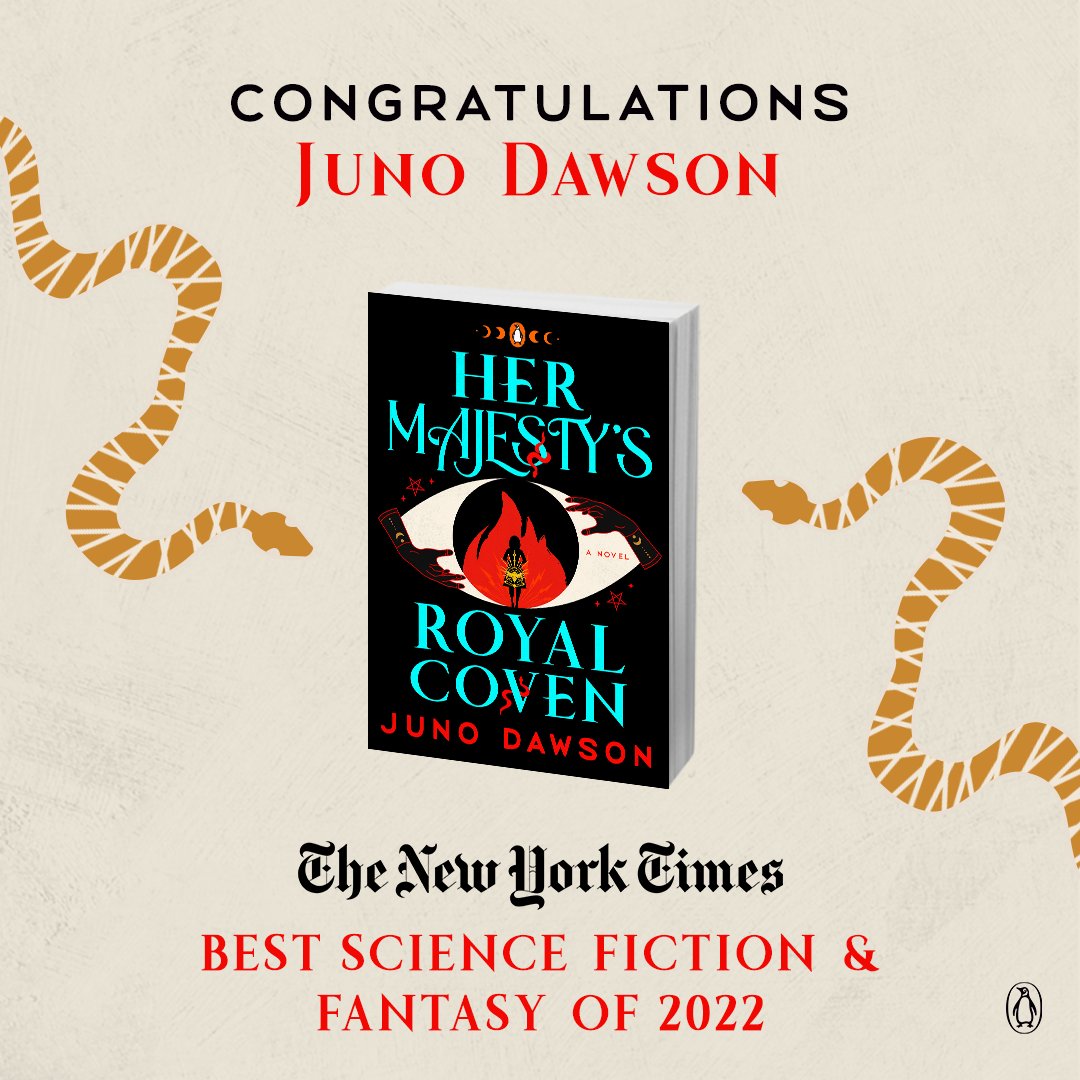 Congratulations <a href="/junodawson/">Juno Dawson</a>! ✨🔮 HER MAJESTY'S ROYAL COVEN IS "warm, funny and heartbreaking" and one of <a href="/nytimes/">The New York Times</a> Best Science Fiction and Fantasy of 2022! 

Check it out: nyti.ms/3Fu58r8