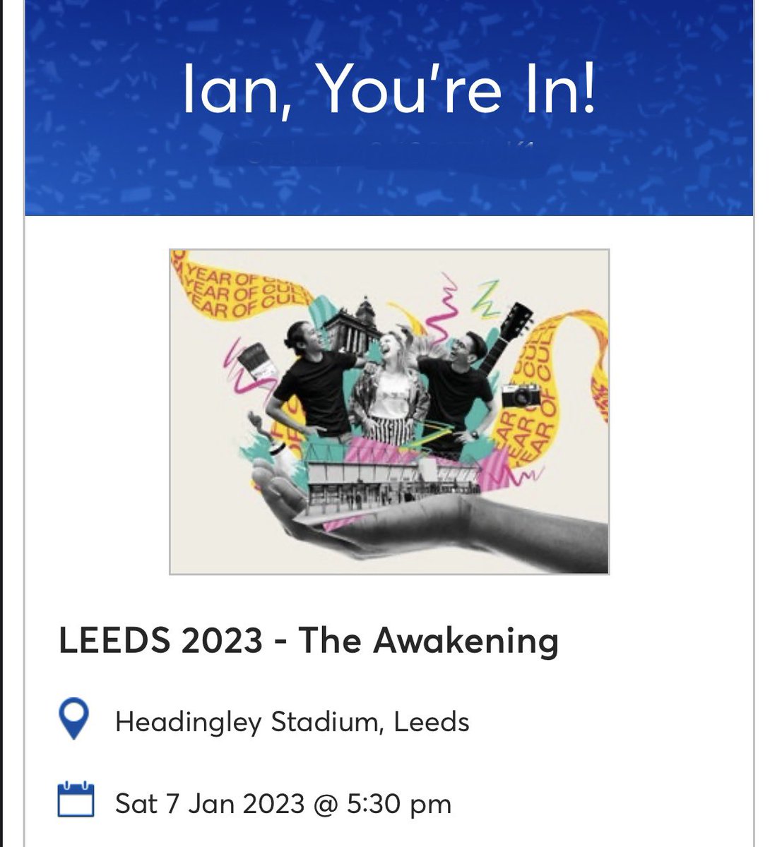 musictechguy's tweet photo. I submitted one of my songs and I got into The Awakening, an event to celebrate Leeds’ cultural past, present and future at Headingley stadium.  Featuring Corinne Bailey Rae, Gabby Logan, Simon Armitage and LYR, The Orchestra and Chorus of Opera North, Graft and others https://t.co/0jD6KslcFV