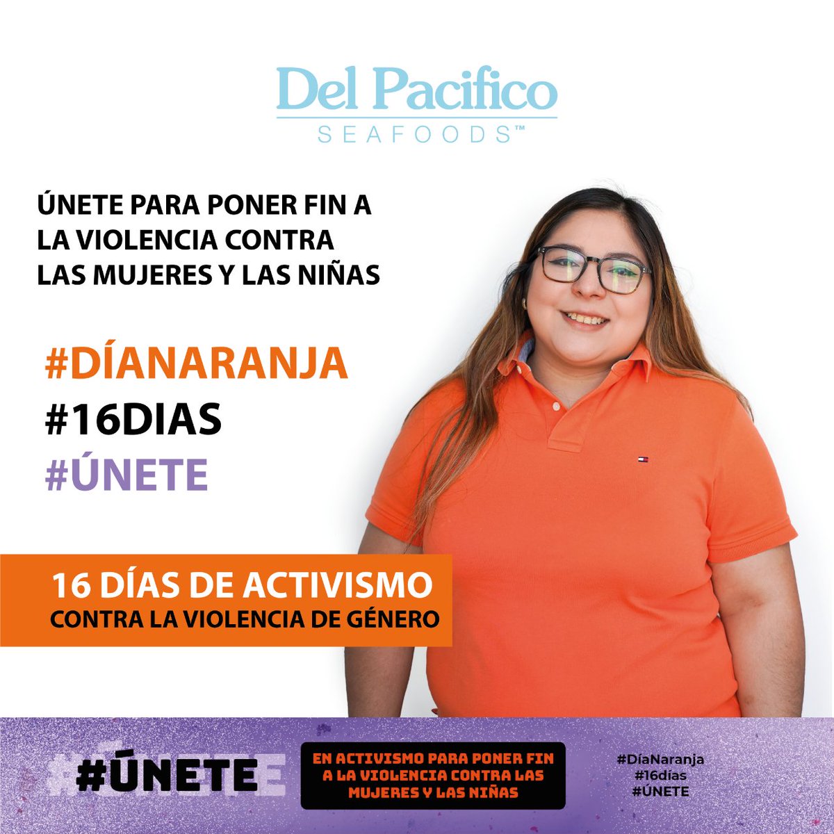 Las Naciones Unidas, ONU Mujeres y Del Pacifico Seafoods reconocemos la importancia de la colaboración de todos y todas para eliminar la violencia contra mujeres y niñas #DiaNaranja 🟧 .  👩🏻👱🏼♀️👧🏻🧑🏻🦳

#delpacificoseafoods #Únete #16días#DíaNaranja #sustentable #fairtrade