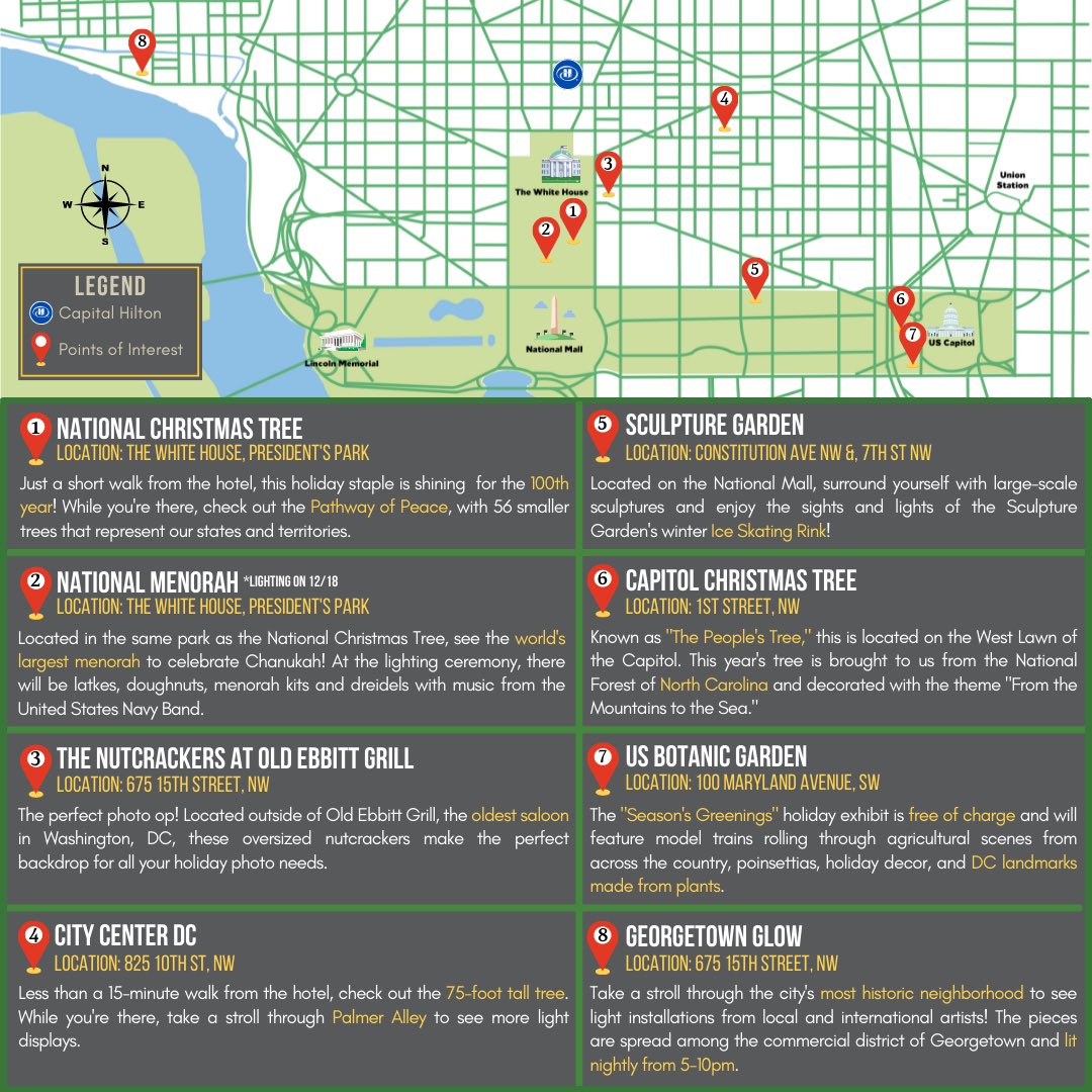 There’s no place like #WashingtonDC for the Holidays! Check out this map of our favorite spots for Holiday lights, sights &amp; more.