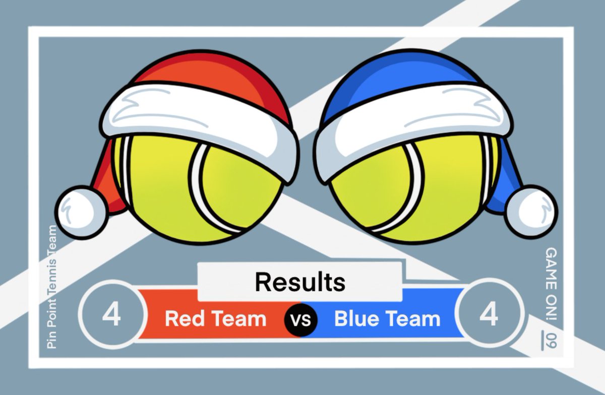 PPTennisTeam's tweet photo. Reds vs Blues, Christmas edition 

Wins are tied at 4 - 4, who will take the lead with a Christmas win? https://t.co/xUFYXISgdo