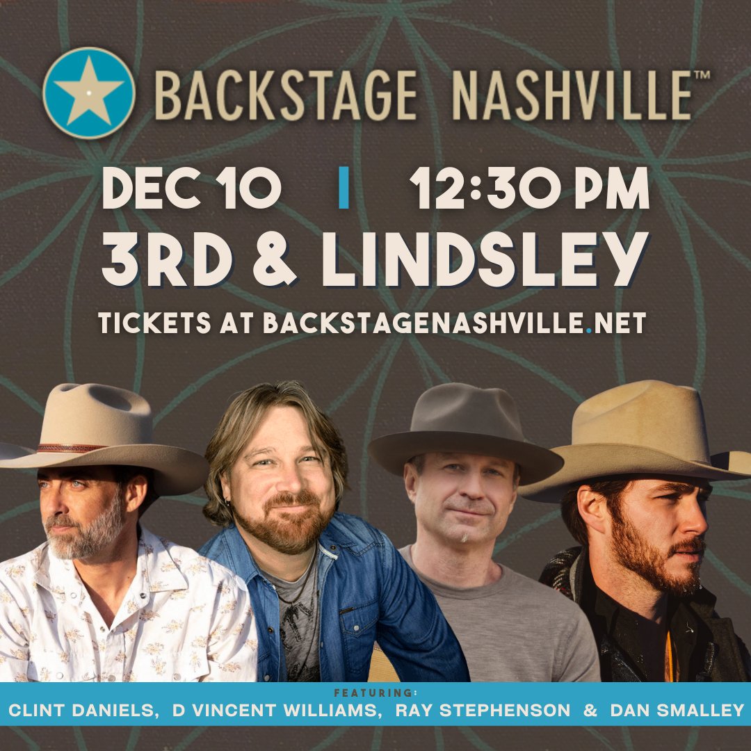 This Saturday (12:30 PM) we will feature @CDanielsMusic (#SomeOfIt), @DVincentMusic (#ImMovinOn), @RayStephenson (#RedRiverBlue), @DanSmalleyMusic & @JuliaRHMusic! All ages show & a full lunch menu is served (beginning at 11AM). Tickets at bit.ly/BSNDec10 or at the door⭐️