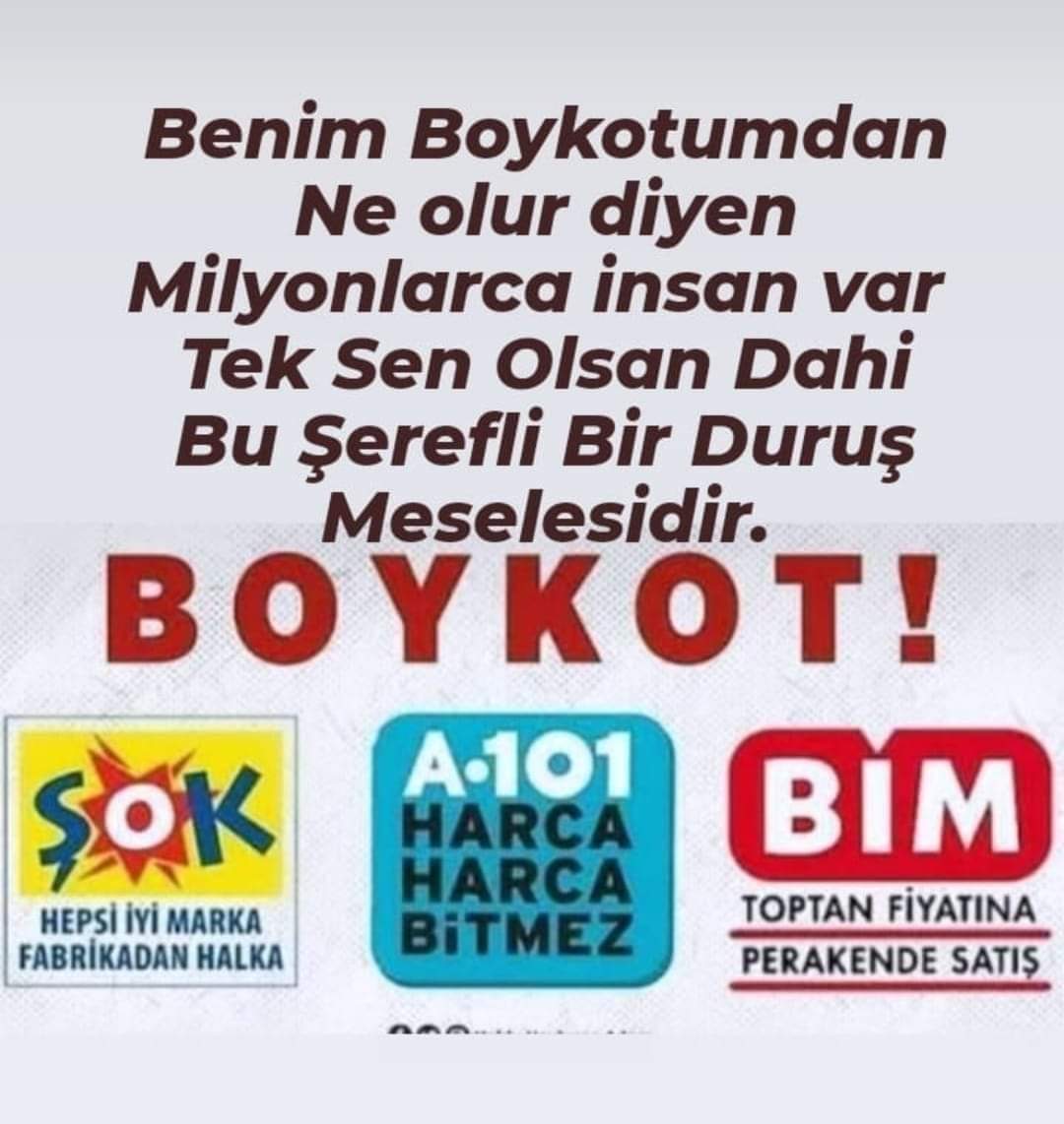 Üç harfli marketlerin milletimizi cendere altına alan zamları asla kabul edilemez,ne gerekiyorsa yapılmalı 

SON SÖZ HALKTA 
#üçHarfliDarbeciler