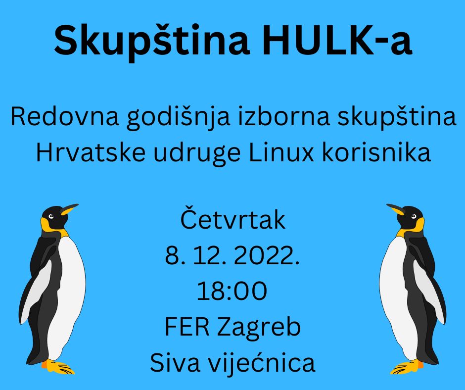 Pozivamo sve članove HULK-a i druge zainteresirane na izbornu skupštinu ovog četvrtka na FER-u.