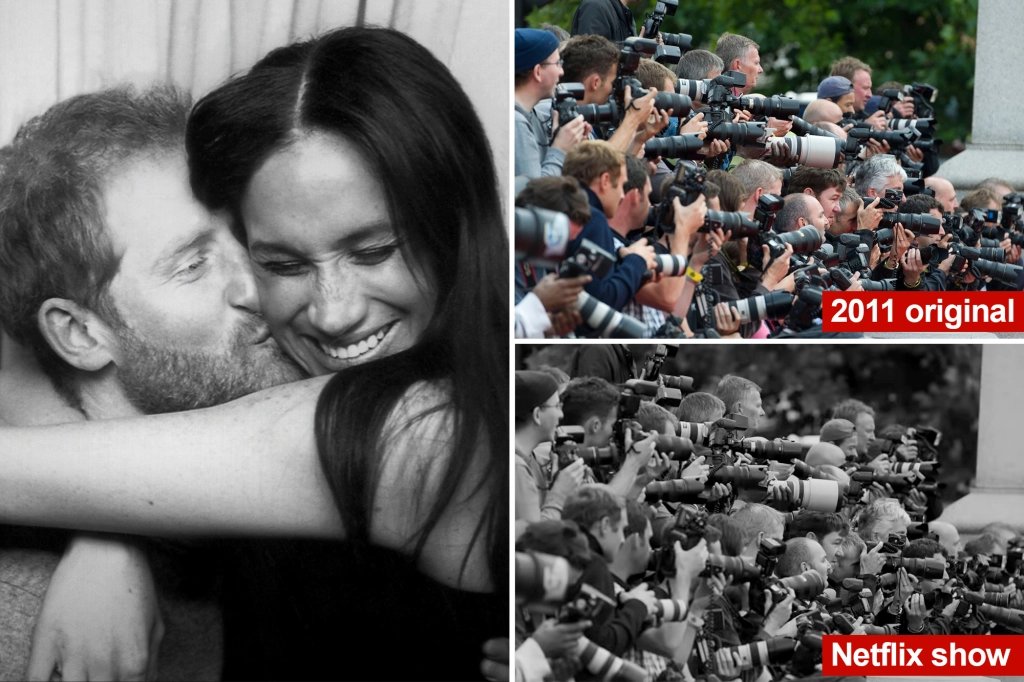 Image of Harry and Meghan being stalked by paparazzi in new Netflix film really from ‘Harry Potter’ premiere trib.al/W6HT4f2