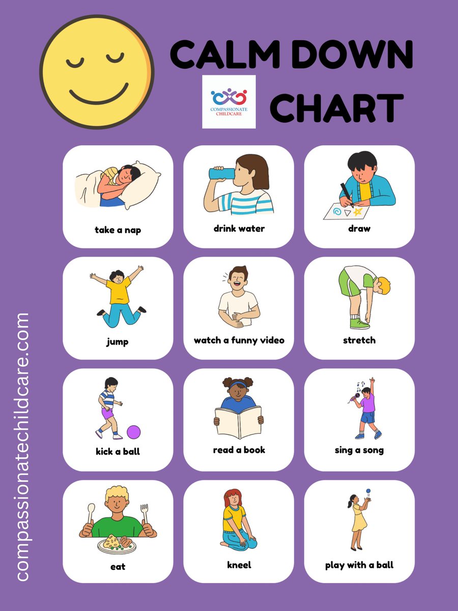 CChildcareLLC's tweet photo. When you and your child need to calm down, it can be difficult to think of ideas in the moment. Save this chart for when you need some quick inspiration for how to calm down! #mindfulmonday #calmdown #kids #positivediscipline #parents https://t.co/zcuPmzO5uS