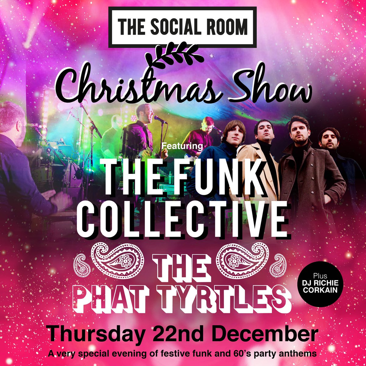 ku_stockton's tweet photo. @Funk_Collective and @phat_tyrtles are playing a double headline special upstairs in @SocialStockton in what promises to be a festive feast of live entertainment and good times 🎄

Advanced Tickets on sale now ⬇️
🎫https://t.co/Owa08WnFUS https://t.co/vYcoy5kqXM