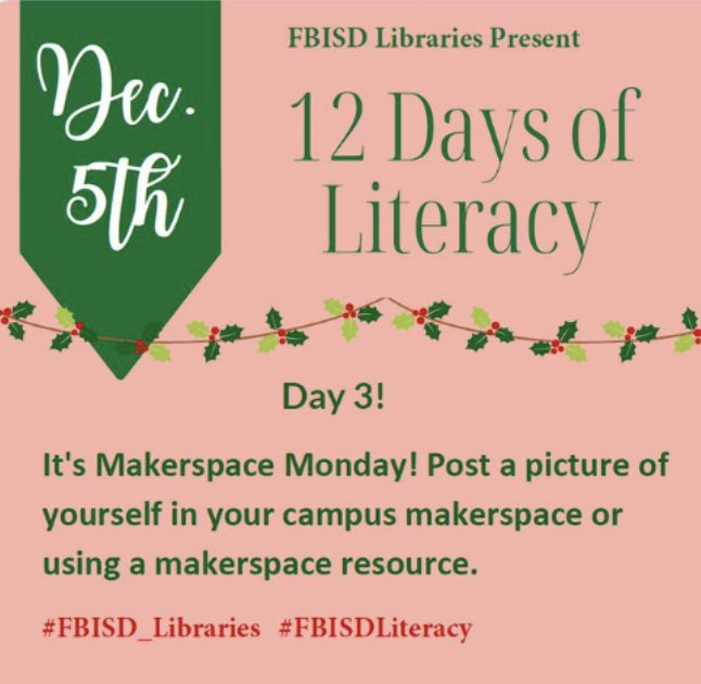 NikkieCrain's tweet photo. 12 Days of Literacy! Makerspace Monday! My mini makerspace!
#EGEReads! #FBISD_Libraries #FBISDLiteracy @GE_Eagles @FBISD_Libraries @FBISDLiteracy https://t.co/8xSp0YfNZM