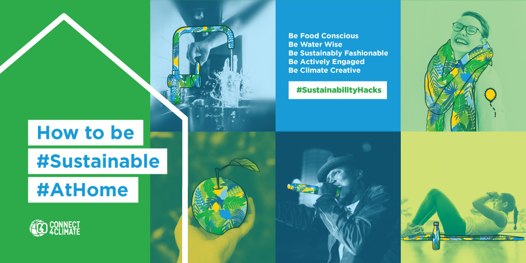 SustDev's tweet photo. Looking for ways to be climate conscious whilst #athome? During #EarthWeek2020 @connect4climate will be sharing their top tips on how to:
👉Be Food Conscious
👉Be Water Wise
👉Be Fashionably Sustainable
👉Be Actively Engaged
👉Be Climate Creative

🌎Check it out🌎 https://t.co/t48nOr6Zct