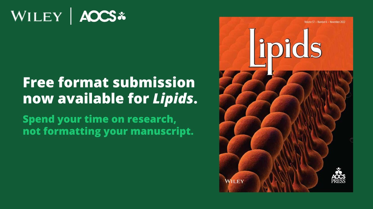 Wiley_Chemistry's tweet image. Submit to #LipidsJournal from @aocs in the format of your choice with #freeformat. 

More info here: ow.ly/onFx50LVxMv