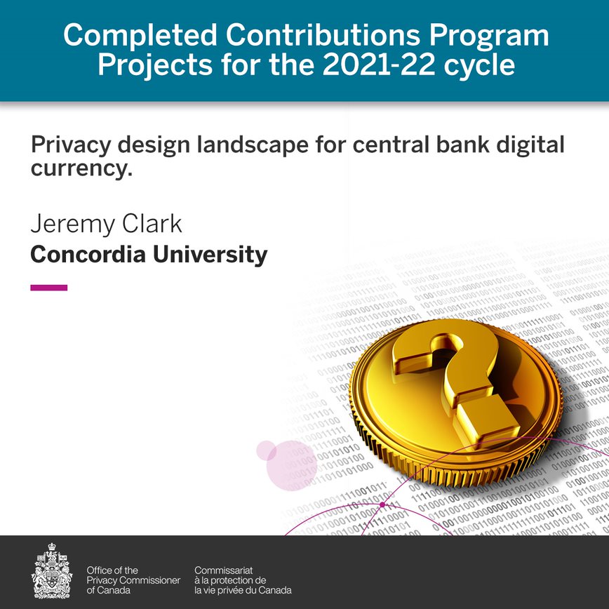 OPC (@privacyprivee) on Twitter photo This <a href="/Concordia/">Concordia University</a> research project looked at privacy as it relates to central bank digital currency (#CBDC) projects and the conflicting views of key stakeholders: privacy-conscious digital currency users, data holders and law enforcement. priv.gc.ca/en/opc-actions… This <a href="/Concordia/">Concordia University</a> research project looked at privacy as it relates to central bank digital currency (#CBDC) projects and the conflicting views of key stakeholders: privacy-conscious digital currency users, data holders and law enforcement. priv.gc.ca/en/opc-actions…