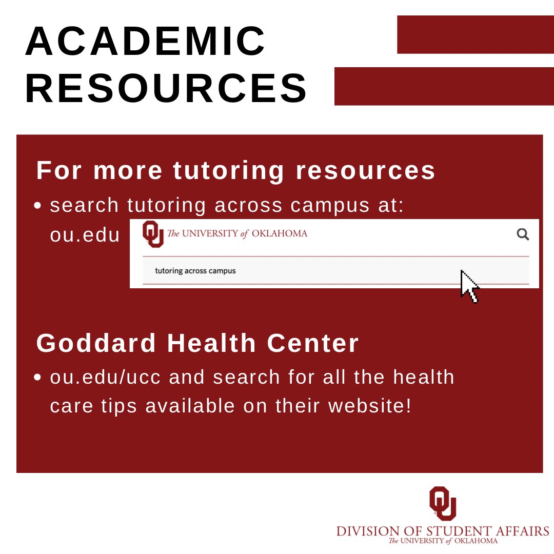 students_OU's tweet image. Today marks the beginning of dead week, and here are some helpful resources to help all of you get through! Share our post to help other students in need or tag them down below⬇️⬇️⬇️