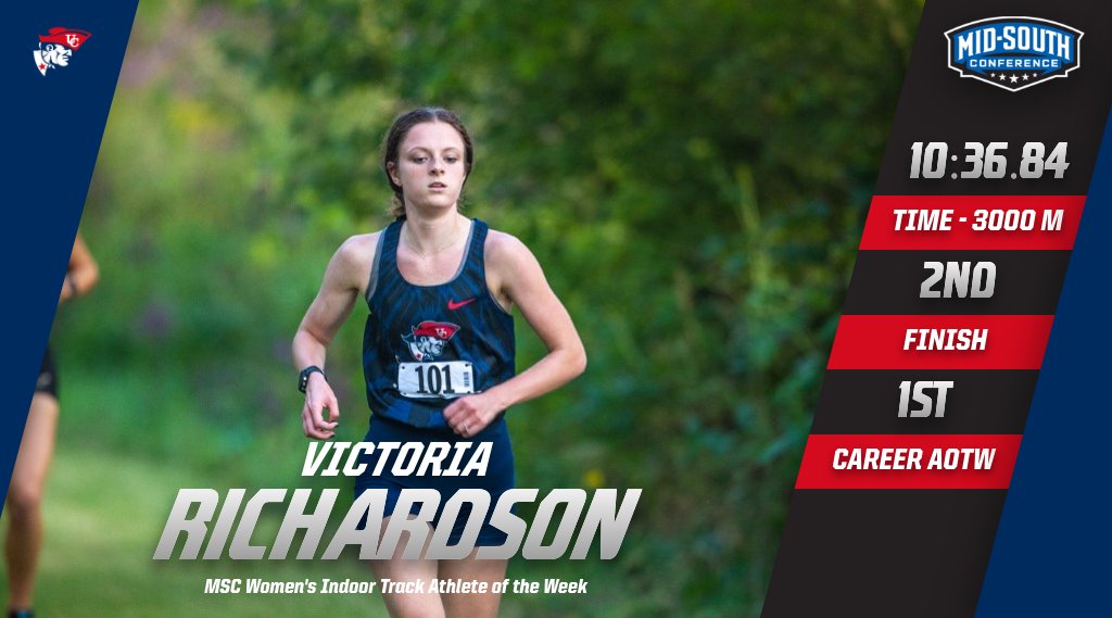 Mid-South Conference (@midsouthsports) on Twitter photo Congratulations to <a href="/UC_Patriots/">UC Athletics</a>' Victoria Richardson on earning MSC Women's Indoor Track Athlete of the Week!
🔗: mid-southconference.org/article/11448 Congratulations to <a href="/UC_Patriots/">UC Athletics</a>' Victoria Richardson on earning MSC Women's Indoor Track Athlete of the Week!
🔗: mid-southconference.org/article/11448