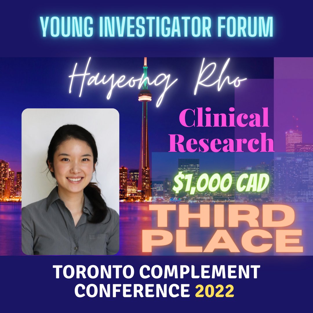 Toronto Complement Conference (@to_complement22) on Twitter photo Meet our awardees! #TOComplement2022
#HayeongRho from
<a href="/UofT/">University of Toronto</a>
Third place! 🥉 #ClinicalResearch
Wonderful presentation on excellence on accessibility services for #ParoxysmalNocturnalHemoglobinuria #PNH
Earning $1,000 CAD third price
Congratulations! Meet our awardees! #TOComplement2022
#HayeongRho from
<a href="/UofT/">University of Toronto</a>
Third place! 🥉 #ClinicalResearch
Wonderful presentation on excellence on accessibility services for #ParoxysmalNocturnalHemoglobinuria #PNH
Earning $1,000 CAD third price
Congratulations!