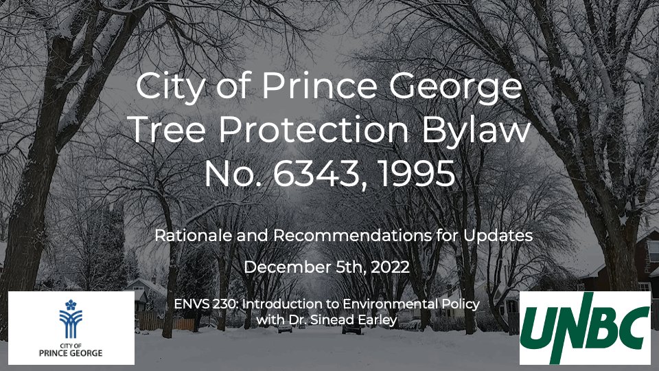 Environmental & Sustainability Studies @ UNBC (@essunbc) on Twitter photo Huge congrats to #ENVS230 students. Stellar report to accompany delegation to Council
<a href="/CityofPG/">City of Prince George</a> tonight. See you there, 6pm
<a href="/unbcfe/">UNBC Faculty of Environment</a>
<a href="/UNBCResearch/">UNBC Research and Innovation</a>
#treebylaw #sustainability #climatechange #greeninfrastructure Huge congrats to #ENVS230 students. Stellar report to accompany delegation to Council
<a href="/CityofPG/">City of Prince George</a> tonight. See you there, 6pm
<a href="/unbcfe/">UNBC Faculty of Environment</a>
<a href="/UNBCResearch/">UNBC Research and Innovation</a>
#treebylaw #sustainability #climatechange #greeninfrastructure