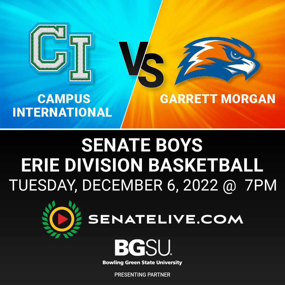 SenateLive's tweet image. You can watch Campus International vs. Garrett Morgan Boys Basketball on senatelive.com FREE! - Tomorrow, Dec 6 @ 7:00 PM.  #SenateLiveDW 
@CLEMetroSchools @CLESenateSports @DistrictWON @bgsu