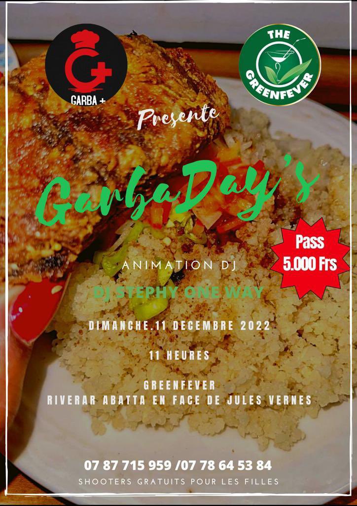 garbaplus's tweet photo. Le meilleur garba d’Abidjan ’organise LE #GARBA DAY’S  un événement qui  aura lieu au  #Greenfever  Garba à volonté   - Ambiance Dj - Et plein de surprises 🔥🔥🔥🔥💯Les tickets sont disponible à seulement 5000fr  J’espère être honoré par ta présence 😉 https://t.co/qyMzKKy2Fu