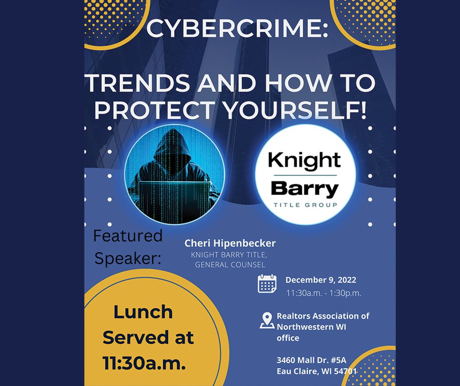 RANWW's tweet photo. Join us on December 9th at the RANWW office to hear about cybercrime trends and how to protect yourself with our featured speaker Cheri Hipenbecker. https://t.co/FRQ74N5gzf