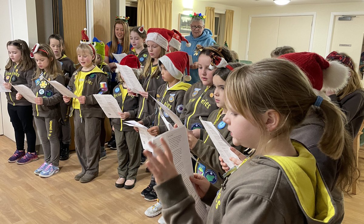 1stPeebles's tweet photo. Fabulous singing from our girls tonight at Dovecot Court after a gap of 3 years. It finished off our #TogetherWithFriends challenge badge. One Brownie said ‘I don’t like singing in front of people, but I did it!’ That’s Guiding! @Girlguiding @GirlguidingScot @BordersCounty https://t.co/4RHw5hCLee
