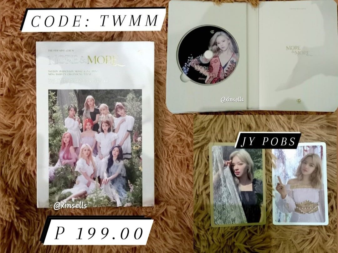 xinsells's tweet photo. #xinsells
MORE &amp; MORE ver. C
(P 199.00)
💳 mop : gcash/bdo 
🚚 mod: sco 
📍 batangas

inclusions:
Jeongyeon CD (never used)
2 JY POB PC

mint condi/dm for more pics https://t.co/J7dyv6Hjo6