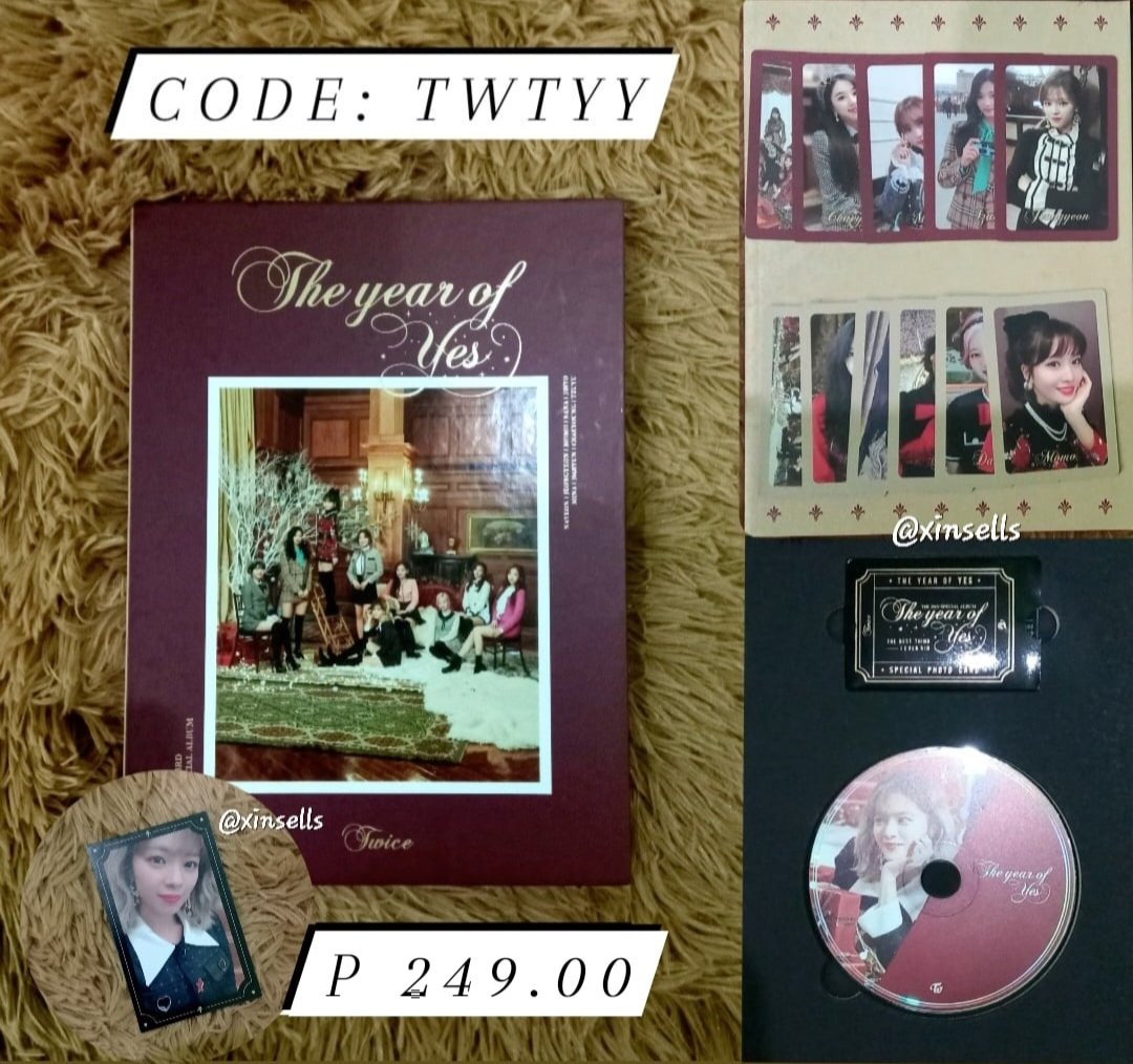 xinsells's tweet photo. #xinsells
The Year Of Yes ver. B
(P 249.00)
💳 mop : gcash/bdo 
🚚 mod: sco 
📍batangas

inclusions:
Jeongyeon CD (never used)
Jeongyeon photocard
POB photocards (no NY)

mint condi/dm for more pics https://t.co/qaHK41SsIB
