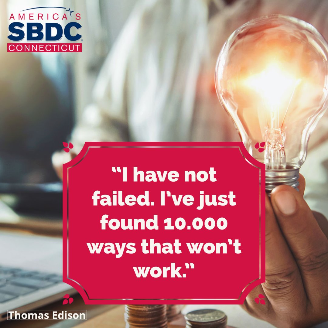 ctsbdc's tweet photo. #MondayInspiration – December is #WriteaBusinessPlan Month, and what better than Thomas Edison’s quote to understand the purpose of writing a plan? Writing a business plan is your chance to adjust, refine, and experiment. Working on a plan? Reach out for support! #wecanhelp https://t.co/k9msG3bOpR