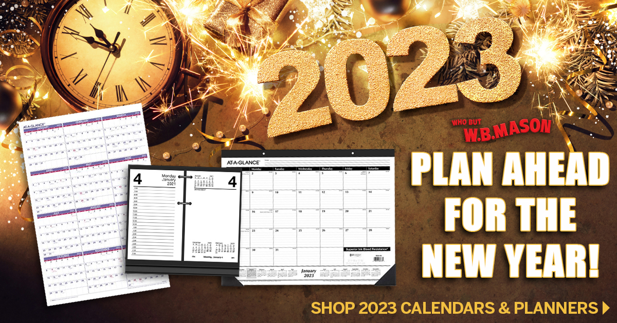 Get ready for the New Year! Shop calendars and planners for 2023 to keep you organized and on schedule! 📅🎉 #newyear #calendars #planners #2023 #shopnow #whobut #wbmason wbmason.com/SearchResults.…