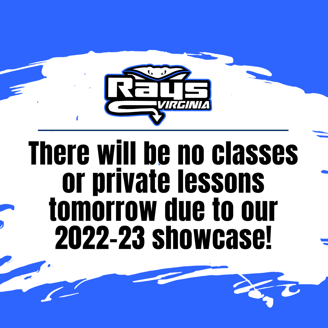 There will be no classes or private lessons tomorrow due to our showcase! Thank you for understanding! 💙💚🤙🏽

#TheStingrayAllstars #BIGgymbiggerFAMILY #StingrayNation #MOREthanagym #RAYStheStandard #OneOfAKind #TheBESTkind