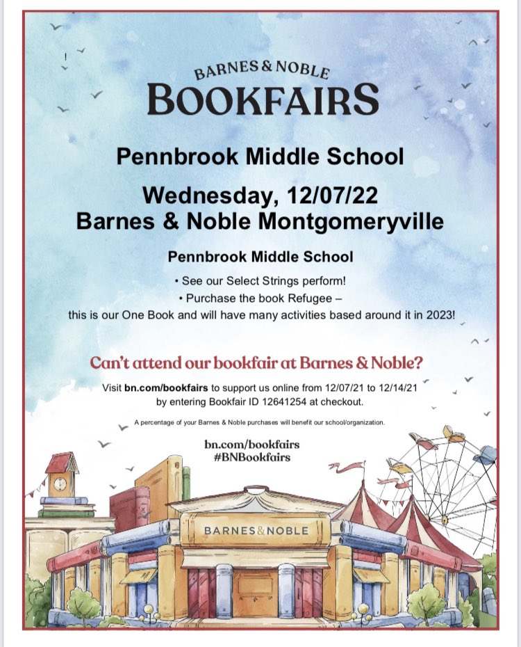 Join us at Barnes &amp; Noble this Wednesday!
All proceeds benefit our Pennbrook Library!