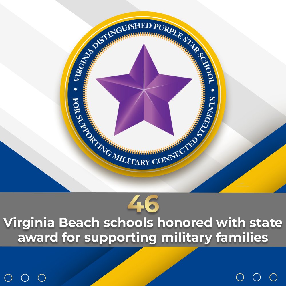 Just in, 46 of our schools have been honored with a state of Virginia  award for supporting military families. Read more here: vbschools.com/news/what_s_ne…