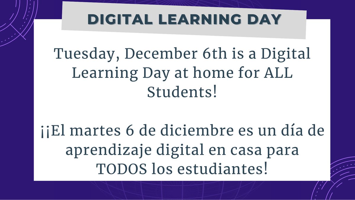 RMStitans's tweet photo. Reminder! Tomorrow is a Digital Learning Day!

On this specially scheduled DLD, students access lessons in eCLASS but do not have virtual class time with their teachers. https://t.co/T5Y06j3Pop