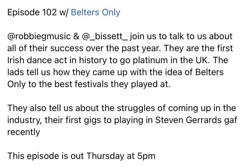 Episode 102 w/ <a href="/belters_only/">Belters Only</a> out Thursday at 5pm 🙌