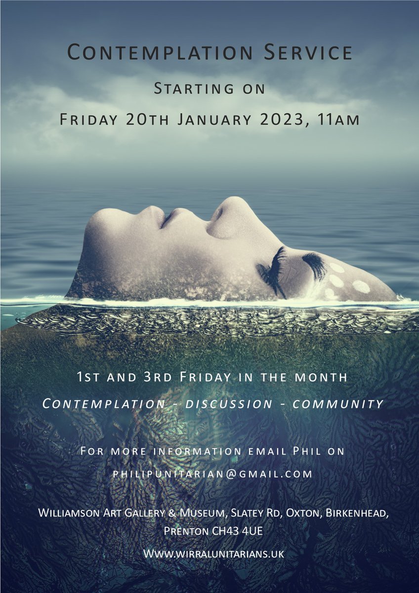 TheUnitariansMD's tweet photo. Starting on Friday 20th January 2023, 11am. 

@wirralunitarian will be holding additional services.

More details here: https://t.co/YUbXOUT5X4 https://t.co/I6VU2j5XNj