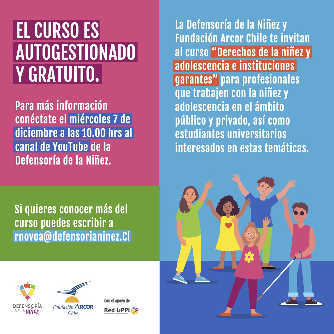 📢¿Quieres hacer un curso sobre DERECHOS DE LA NIÑEZ Y ADOLESCENCIA E INSTITUCIONES GARANTES?
Súmate a nuestra transmisión este miércoles a las 10.00 hrs en el link👇🏽youtube.com/watch?v=WpBtDX… y conoce más sobre dónde y cuándo inscribirte en el portal educativo de <a href="/FundArcorChile/">Fundación Arcor Chile</a>