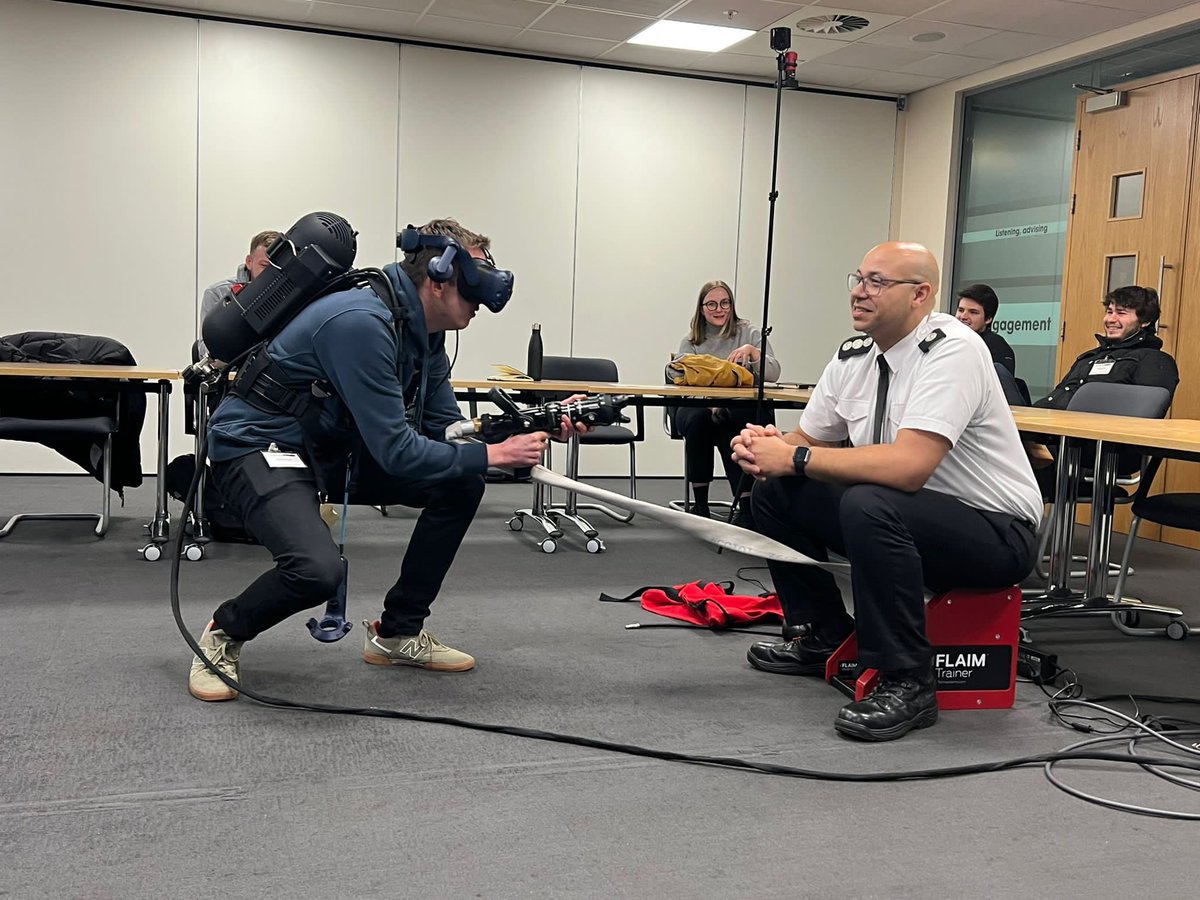 What an experience! @BirminghamMArch students share their ideas for the Sustainable Fire Station of the Future with @WestMidsFire @bagpuss8356 @_AndyHilton and use VR to get an experience of firefighting. Plus a visit to the inspirational @safesidecentre