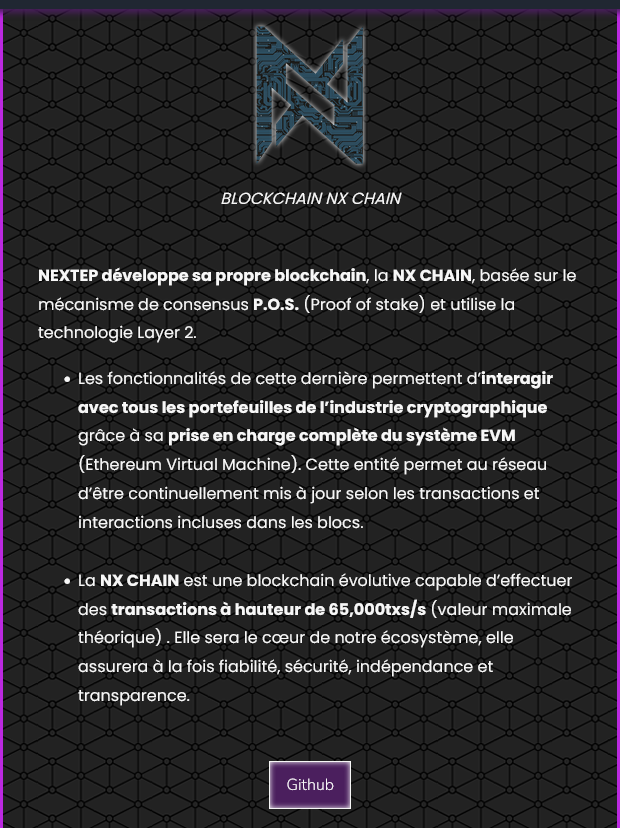 Gollun's tweet photo. On enlève le nom des créateurs originaux et on rajoute les mots "Nextep" et "Nx Chain" un peu partout.
Voilà, c'est tout ce qui a été fait en 4 mois.
Et ils prétendent toujours qu'ils pourront atteindre 65k transactions par seconde. https://t.co/SCfpa5KgFl