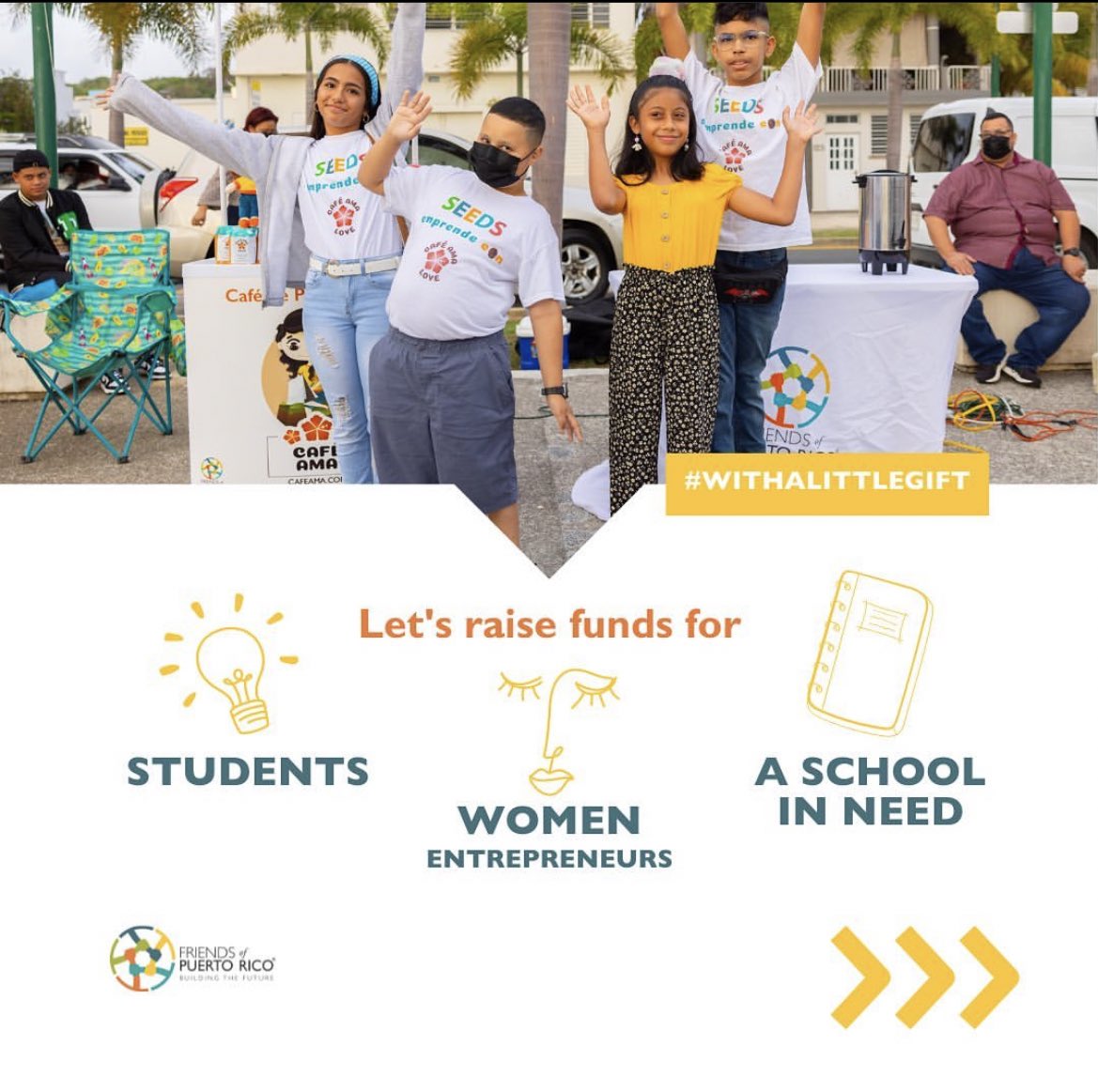 Dear friend: it’s that time of the year again when the generosity of a friend is needed most.

#WithALittleGift you can support our SEEDS students and women entrepreneurs so they can continue building the economic future of Puerto Rico.

Go to friendsofpuertorico.org/with-a-little-…