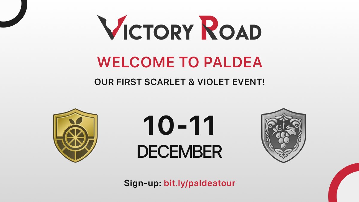 It's time to join us for the VR Welcome to Paldea tournament! 🚀🌐

📅 10–11 Dec
⏰ 13:00 UTC
🎮 VGC Series 1 rules
🧾 Closed teamsheets, OPEN Tera Types!
🎟️ $10 USD
🏆 Prizes based on attendance

🔁 RT for a chance of a free entry!

👉 Info &amp; sign-ups: bit.ly/paldeatour