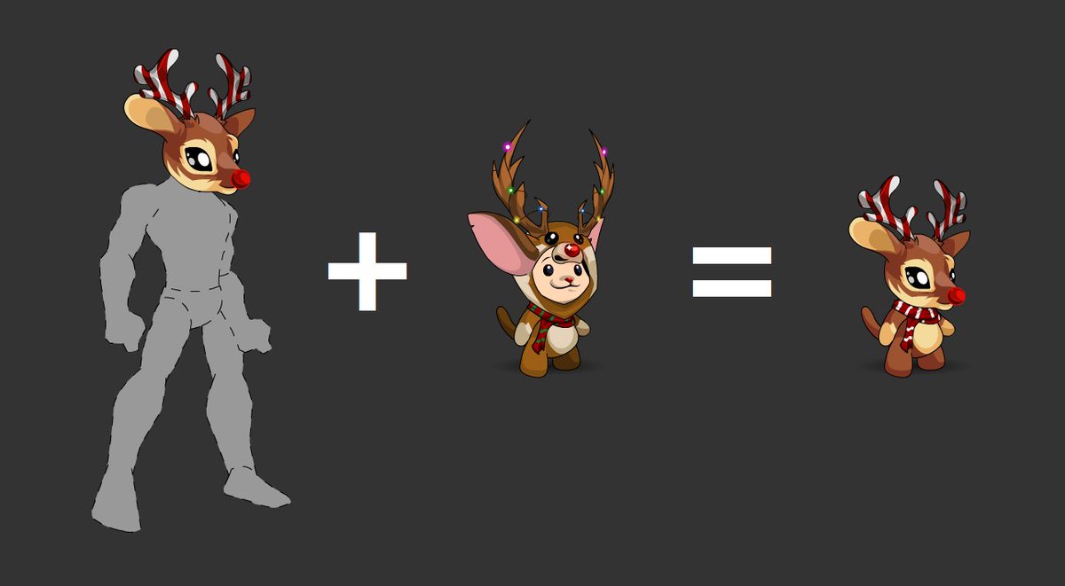 Alina_AE's tweet photo. Art math. 1x Helm from @TyroniusAQW + 1x Pet from @BidoAE = a Li'l Reind'aww pet. Coming to https://t.co/m5csV6aR9F this Sunday. https://t.co/2ZOSFAYBUd