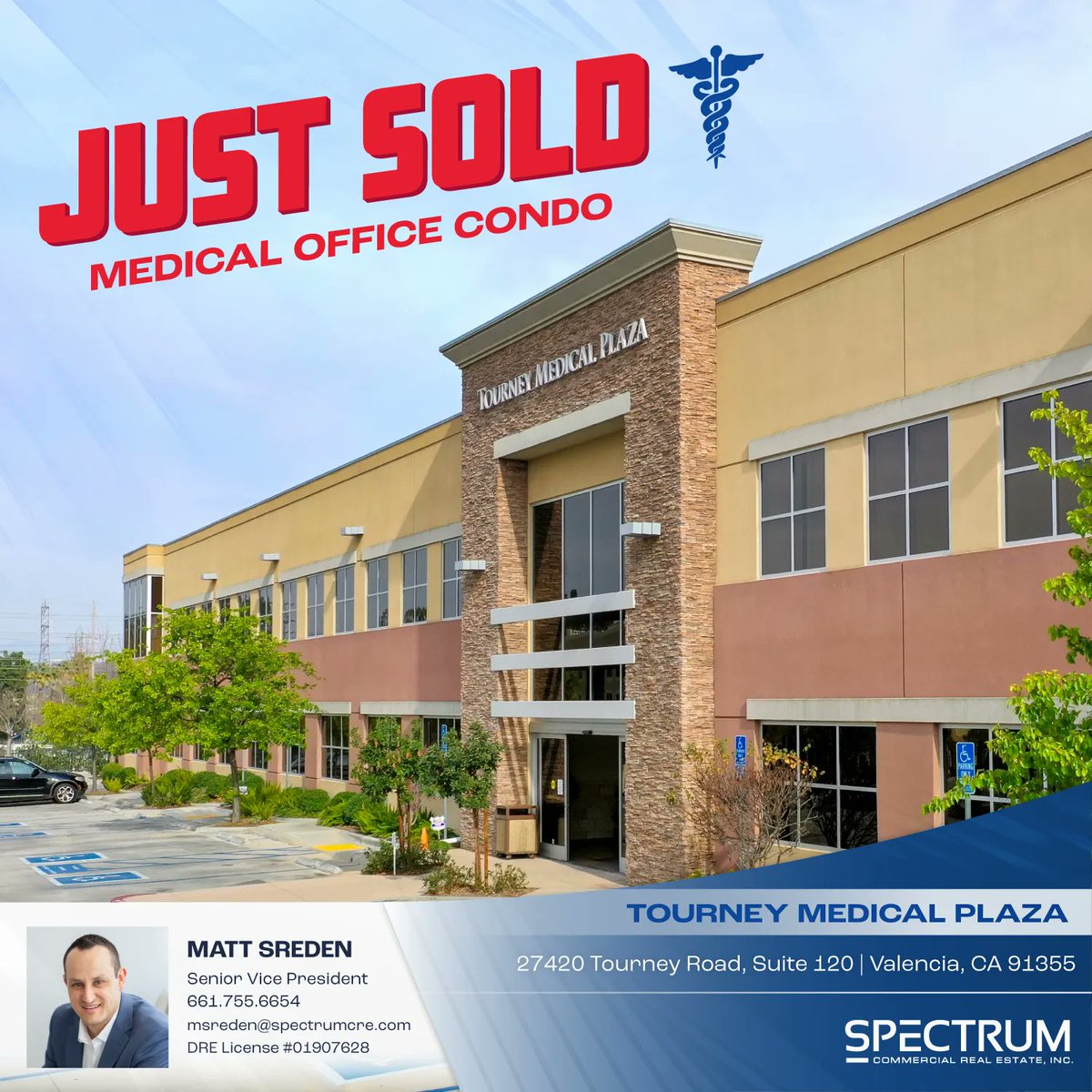 #JUSTSOLD: #Medical #Office Condo in the Tourney Medical Plaza, #Valencia, CA.  #Congratulations Matt Sreden!
.
.
.
#SpectrumCRE | #CRE |  #CommercialRealEstateBrokerage  | #Sold | #Office | #RealEstateNews | #CommercialRealEstateAgents | #CREAgent | #Broker | #Tradedla