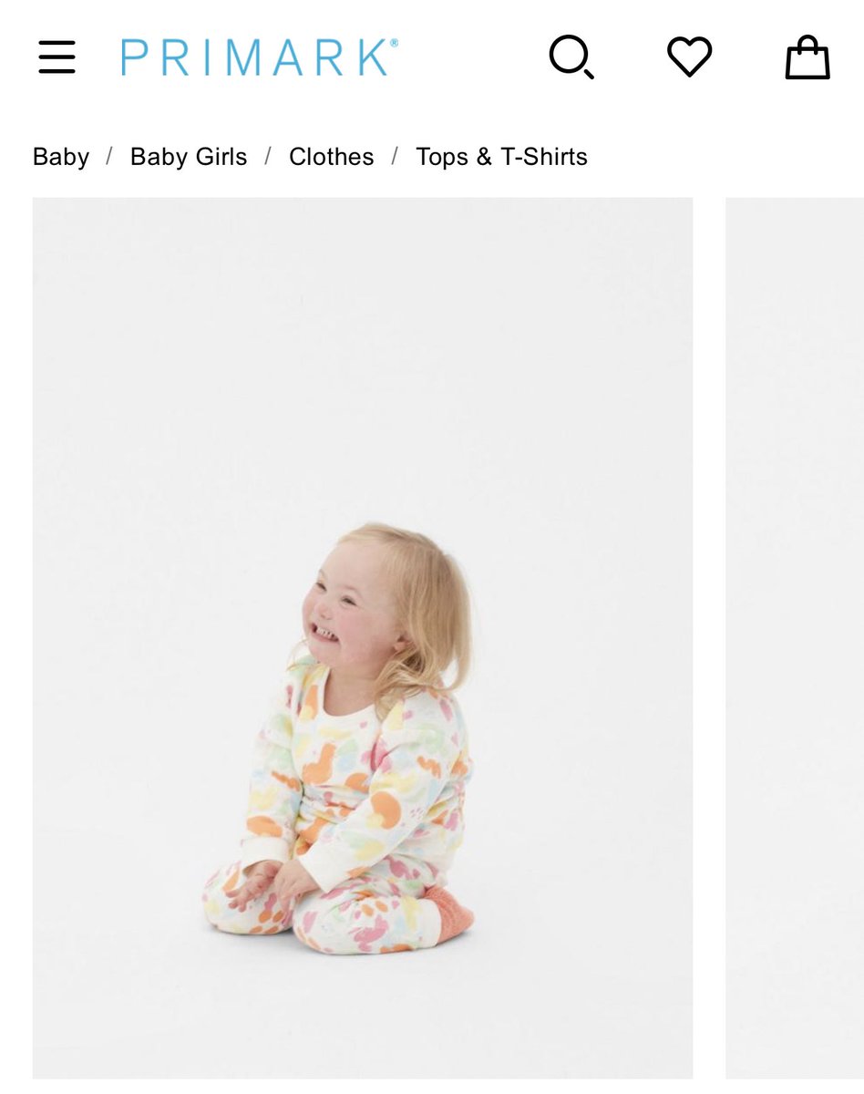 RichardBaker15's tweet photo. Delighted and proud to see Florence modelling for Primark on their website today. They have very diverse base of models, which is fantastic - well done to them 👏 @NDSPolicyGroup @PositiveaboutDS #positiveaboutdownsyndrome #downsyndrome https://t.co/q6lCDWhge9