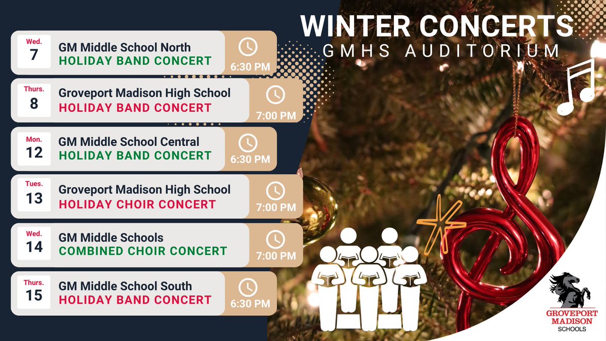 It is Winter Concert season! Check out our concert calendar to support our choir and band programs #igtbac