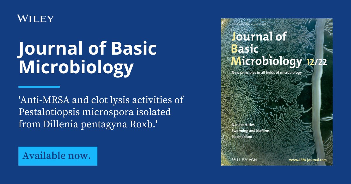 Featured research. ✨ <a href="/BHUResearchDesk/">BHU RESEARCH DESK</a> 

Dr. Surendra Gond, Suvranil Ghosh and Sandip Chowdhury at Banaras Hindu University identified #Fungus with #bioactivity against #MRSA strains in this Journal of Basic Microbiology Article.

&gt;&gt;&gt; ow.ly/ILWY50LVAIU