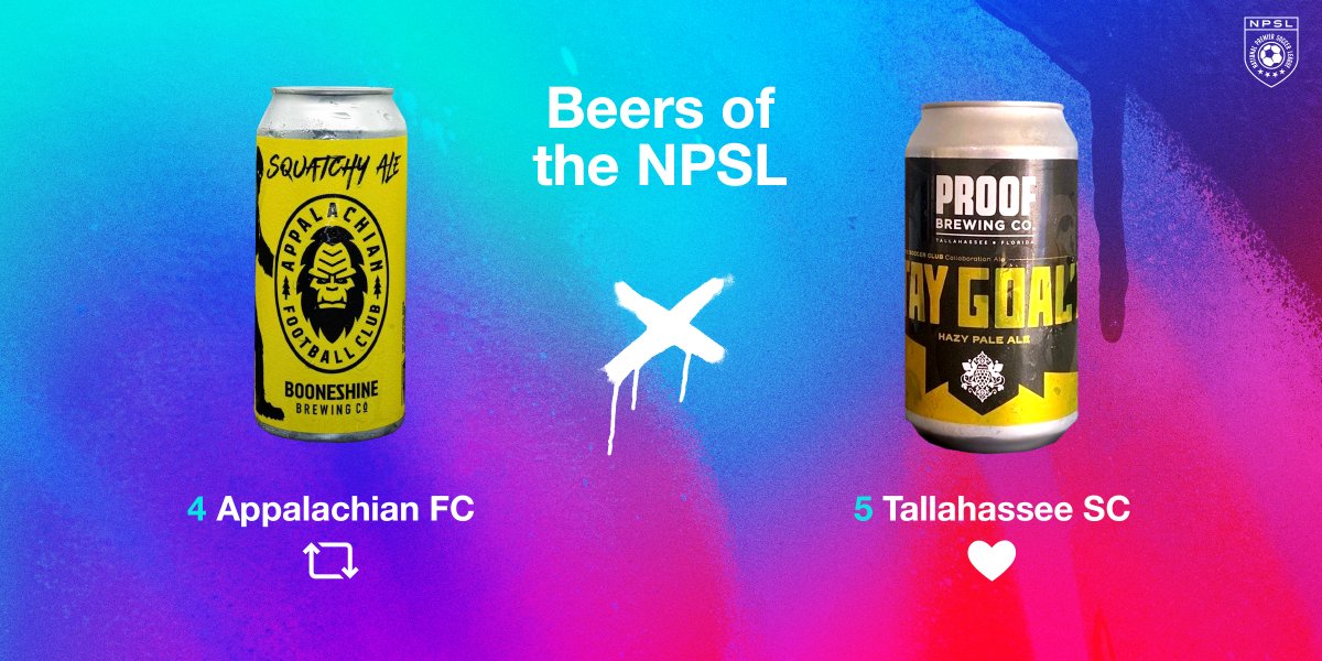 Retweet for Squatchy Ale of <a href="/AppalachianFc/">Appalachian FC</a> and <a href="/BooneshineBrew/">Booneshine Brewing Co.</a> to advance OR like for Stay Goal’d of <a href="/TLHSoccerClub/">Tallahassee's Soccer Team</a> and <a href="/ProofBrewingCo/">Proof Brewing Co</a> to advance by 11:59 p.m. ET!