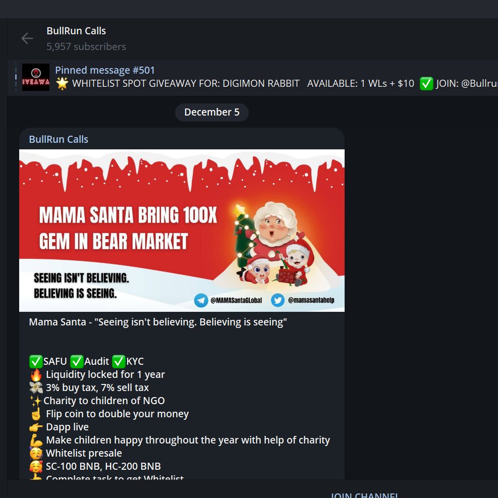 mamasantahelp's tweet photo. MAMA Santa got called by https://t.co/2ctSnXbrzA on telegram. 

Lets spread the news about MAMA Santa everywhere, 100x gem not to miss out in this bear market https://t.co/zeWfikuczR