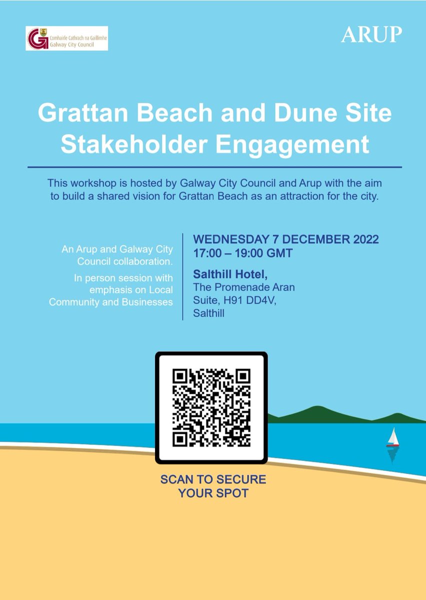 villagesalthill's tweet photo. If you are a concerned person, or an organisation with a relevant interest in the development Grattan Beach and its environs, then we encourage you to attend a workshop at the Salthill Hotel on this Wednesday, the 7th of December, 5-7pm.
RSVP - Click the register button below https://t.co/UAV5itD6Sg
