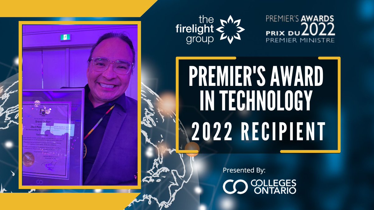 indigenousmaps's tweet image. Congratulations to IMW Founder, Steve DeRoy, for receiving the 2022 Premier’s Award in Technology! These awards are administered by Colleges Ontario and recognize the important social and economic contribution that graduates have made. #IndigenizeTheMap #DecolonizeTheMap