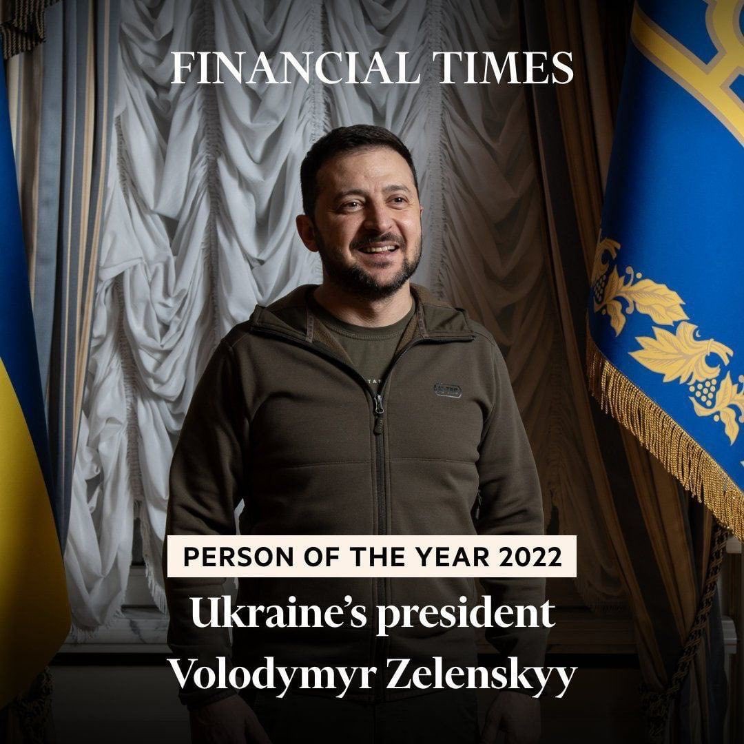 Президент Украины Владимир Зеленский стал человеком года по версии Financial Times.